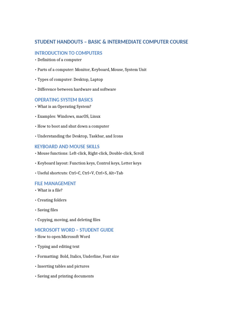 Student Handouts | PDF