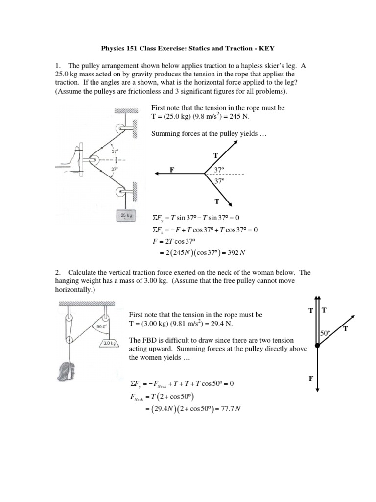 Traction Forces in Pulley Systems | PDF | Teaching Methods & Materials ...