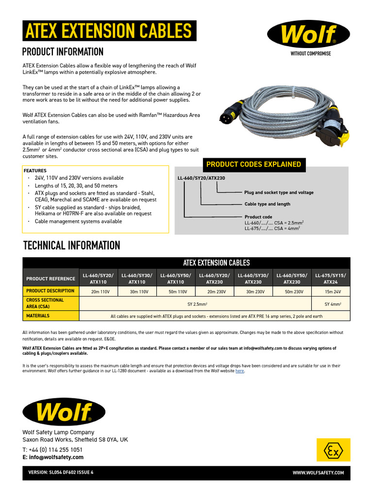 ATEX Extension Cables | PDF | Mains Electricity | Electrical Equipment