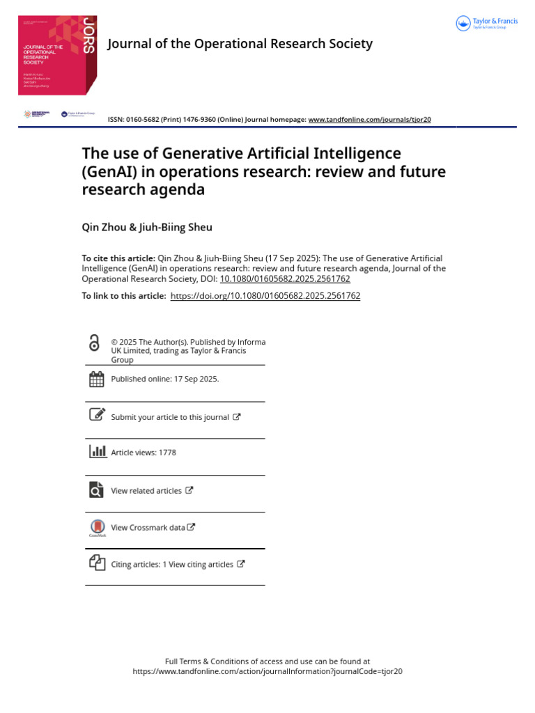 The Use of Generative Artificial Intelligence GenAI in Operations ...