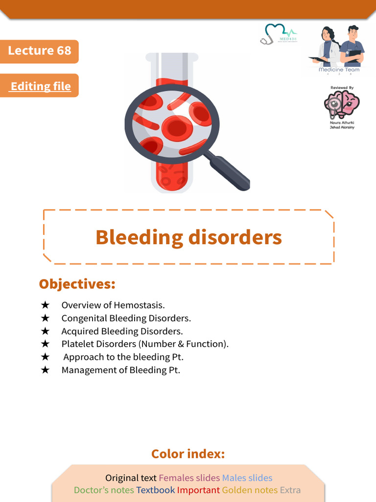 L68-Bleeding Disorders | PDF | Coagulation | Platelet