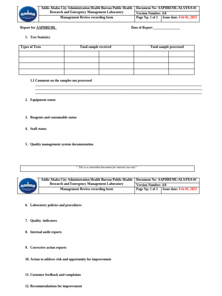F8.9-01 Management Review Record Form | PDF