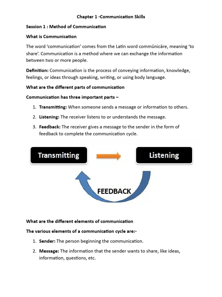 Notes - Communication Skills | PDF | Communication | Nonverbal ...