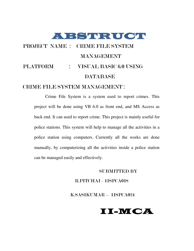 Crime File System Management in VB 6.0 | PDF | Computers