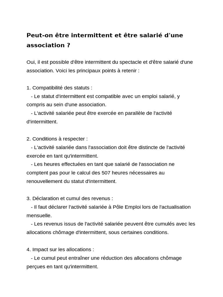 Intermittent Et Activité Associative | PDF | Impôt sur le revenu