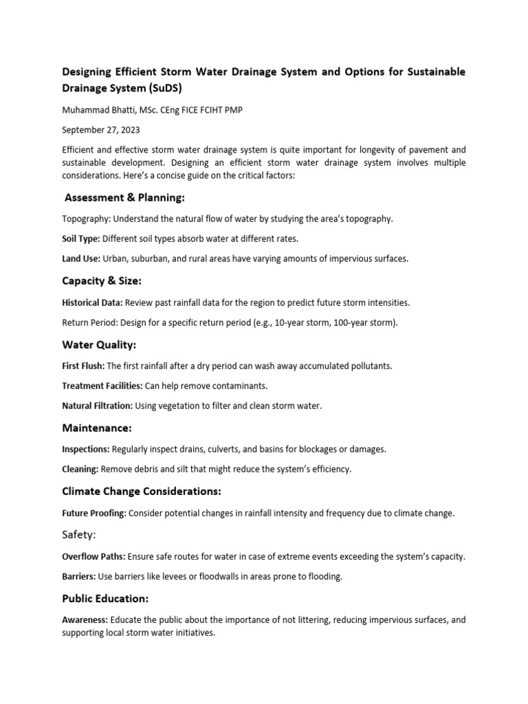 Designing Sustainable Drainage System | PDF | Stormwater | Storm Drain