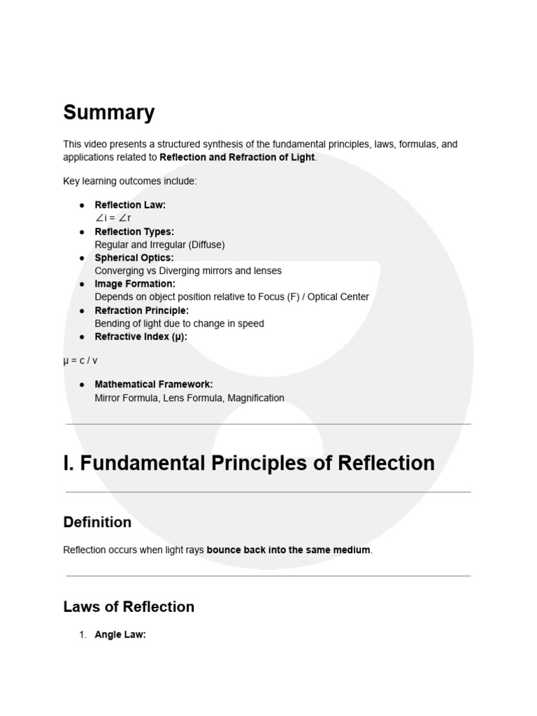 Light Reflection and Refraction 1776178661517 | PDF | Reflection ...