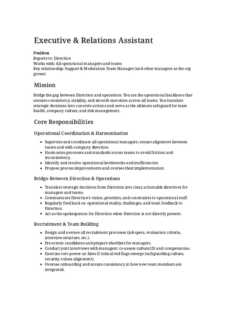 Executive & Relations Assistant | PDF | Recruitment