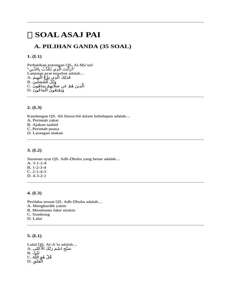 ? Soal Asaj Pai | PDF