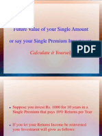 Future Value of Your Single Amount or Say Your Single Premium Investment