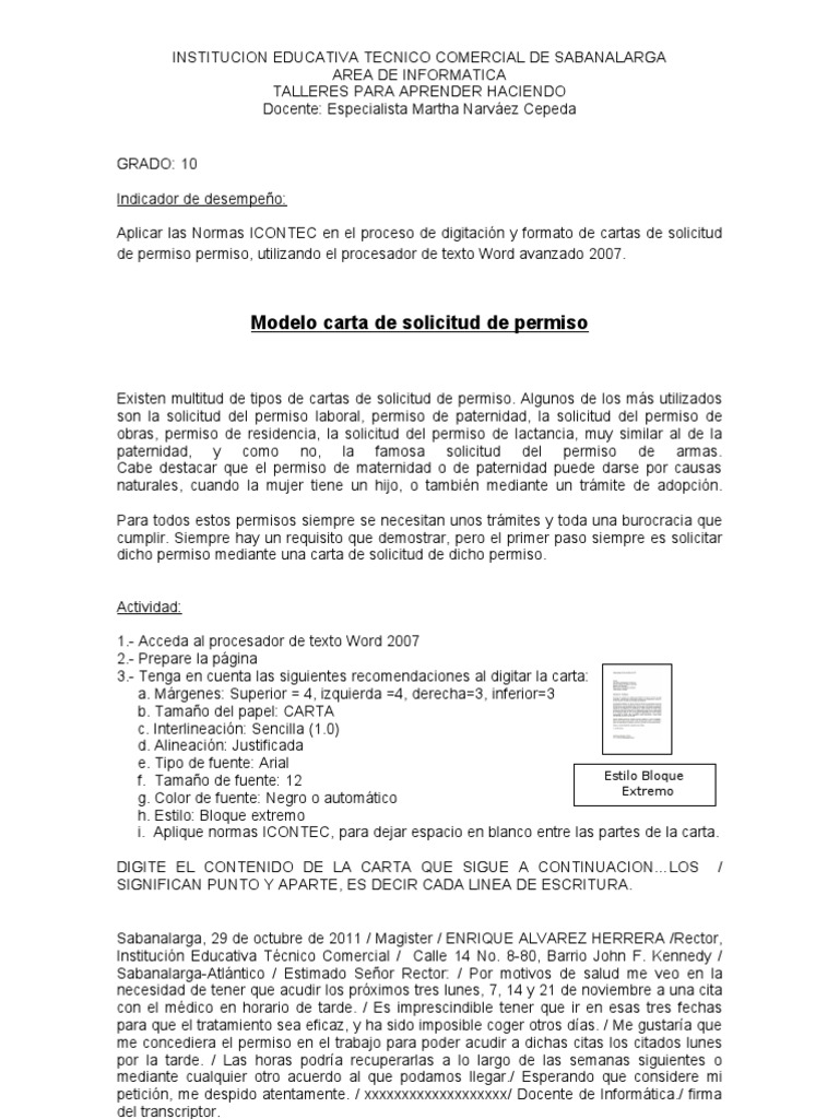 Modelo Carta de Permiso