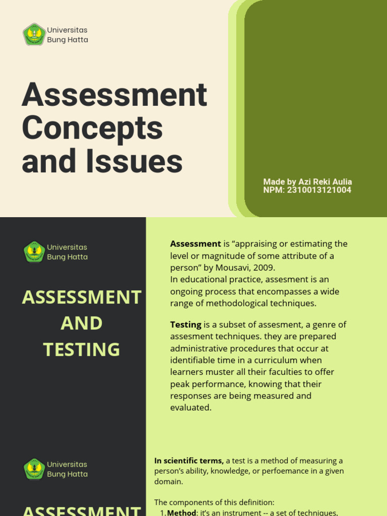 Assessment Concepts and Issues | PDF | Educational Assessment | Cognition