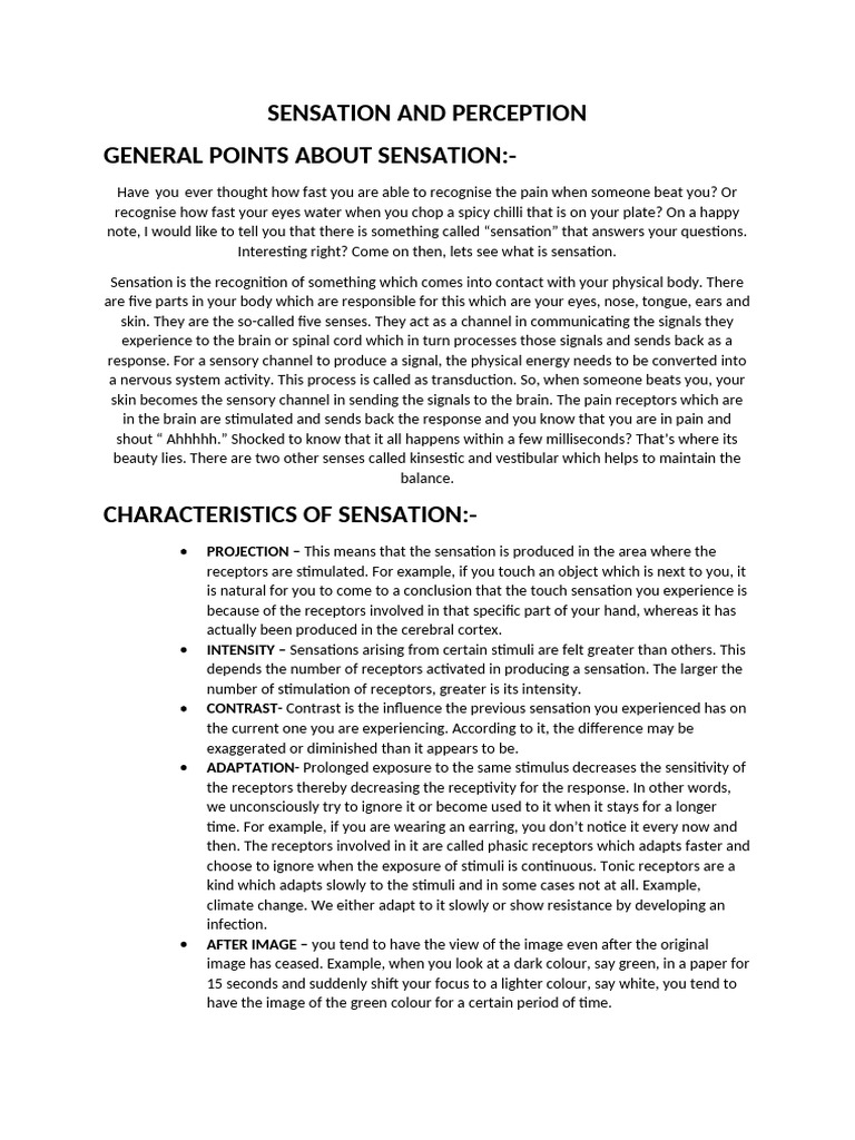 Sensation and Perception | PDF | Senses | Ear