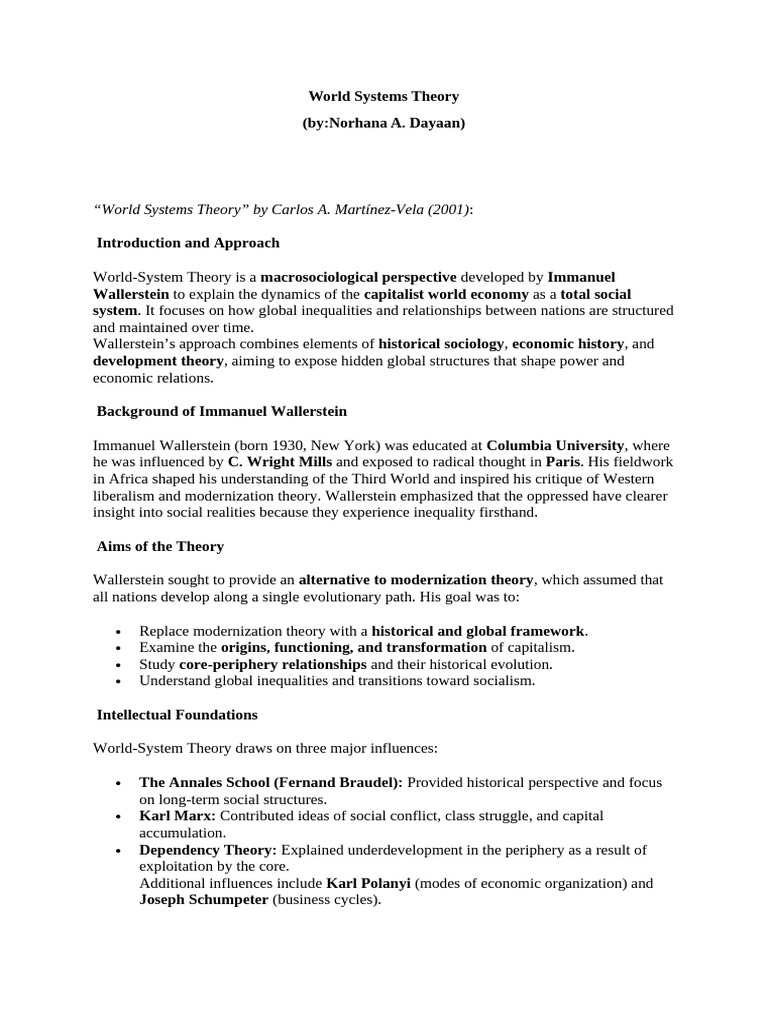 World-System-Theory-notes | PDF | World Systems Theory | Economies