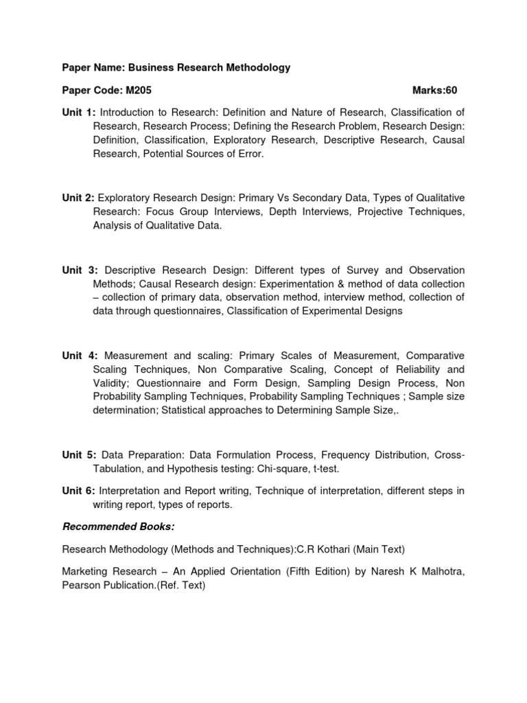 Business Research Methodology Overview | PDF | Statistical Hypothesis ...