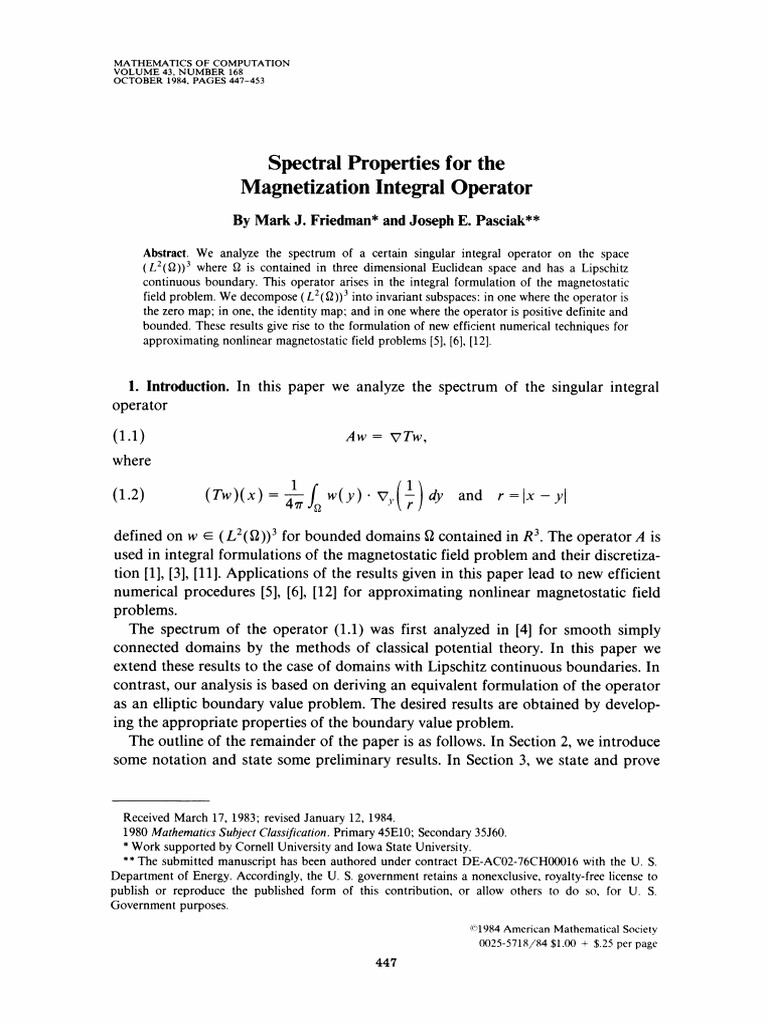 Spectral Properties for the Magnetization Integral Operator | PDF ...
