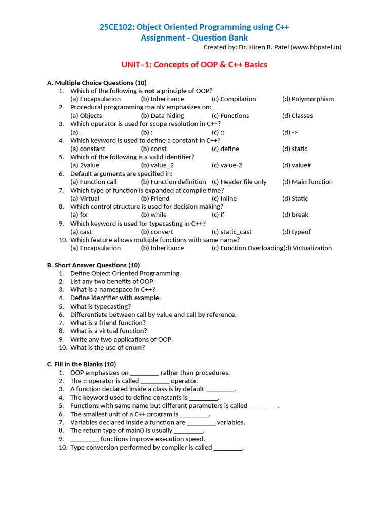 QuestionBank (5) | PDF | Inheritance (Object Oriented Programming ...