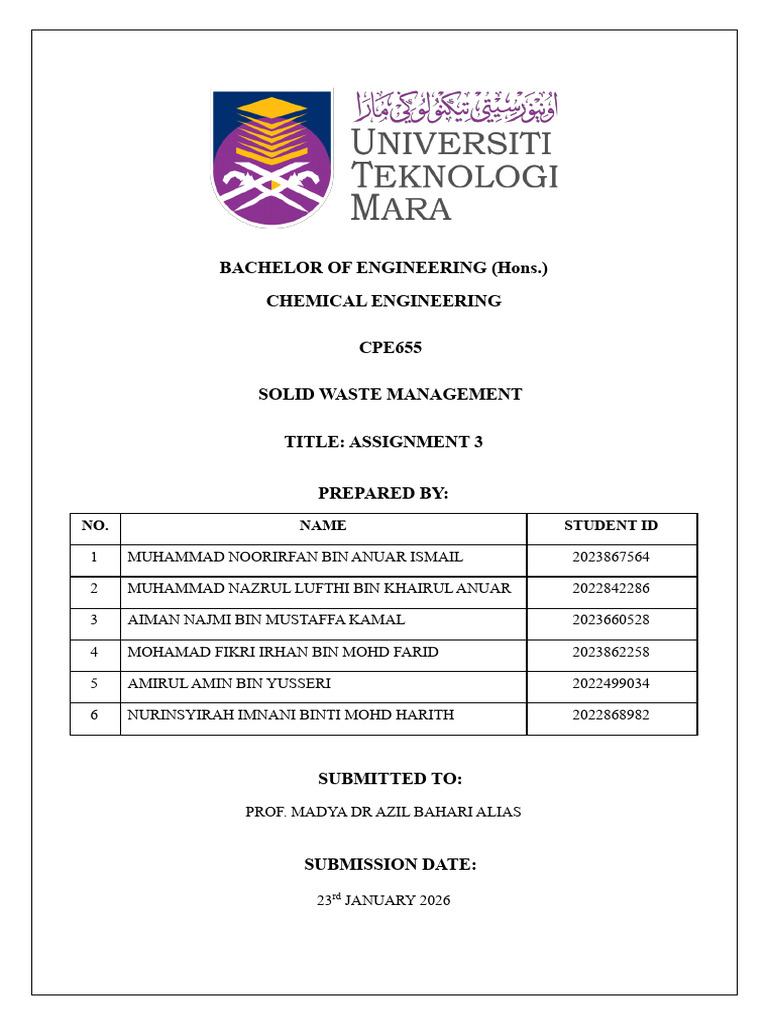 Assignment 3 Solid Waste | PDF | Gasification | Incineration