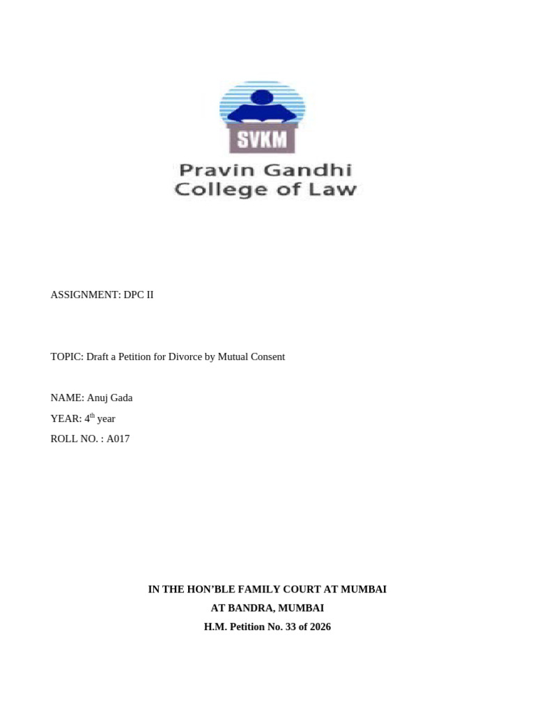 Anuj Gada A017 DPC Divorce Petition | PDF