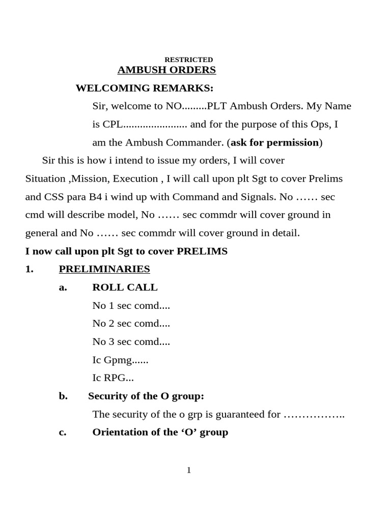 (6) Ambush Orders 3 Phase | PDF | Warfare | Military Operations