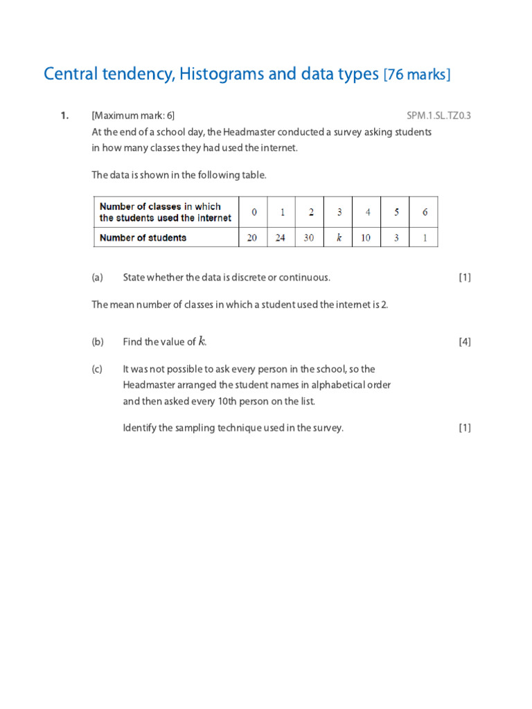 Central Tendency Histograms and Data Types | PDF | Sampling (Statistics ...