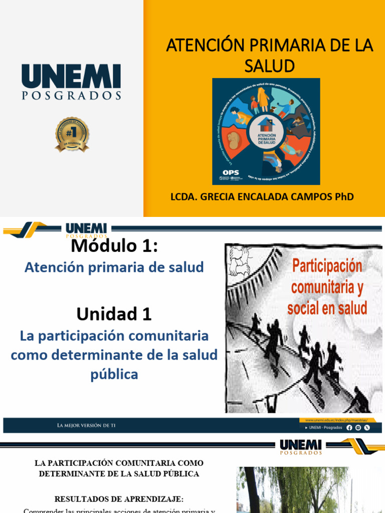 Atención Primaria de Salud Unidad 1 | PDF | Cuidado de la salud ...
