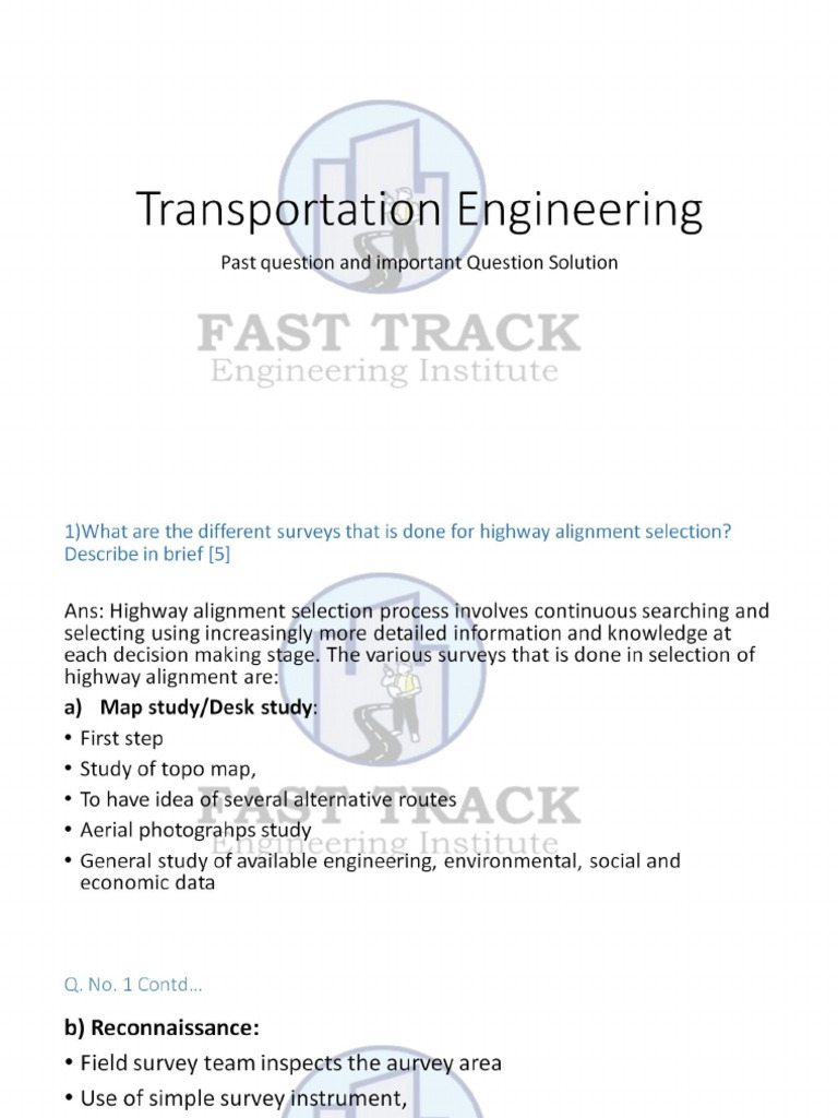 Transportation Engineering Final Hour Revision1 | PDF