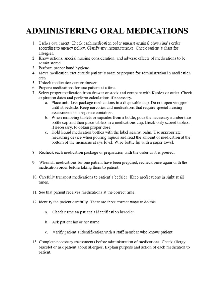 Administering Oral Medications PDF Injection (Medicine) Syringe