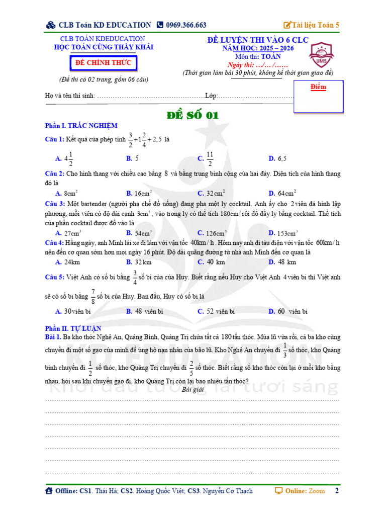 Lt6-Bo de on Thi Vao 6 Truong Thcs Chuyen Ngu-ums | PDF