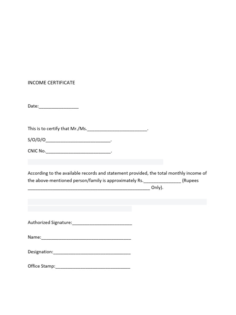 Income Certificate | PDF