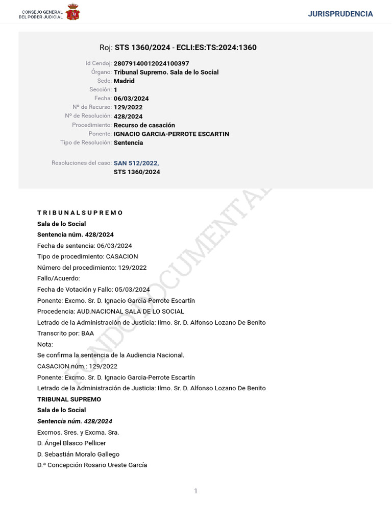 STS_1360_2024 | PDF | Sentencia (ley) | Caso de ley