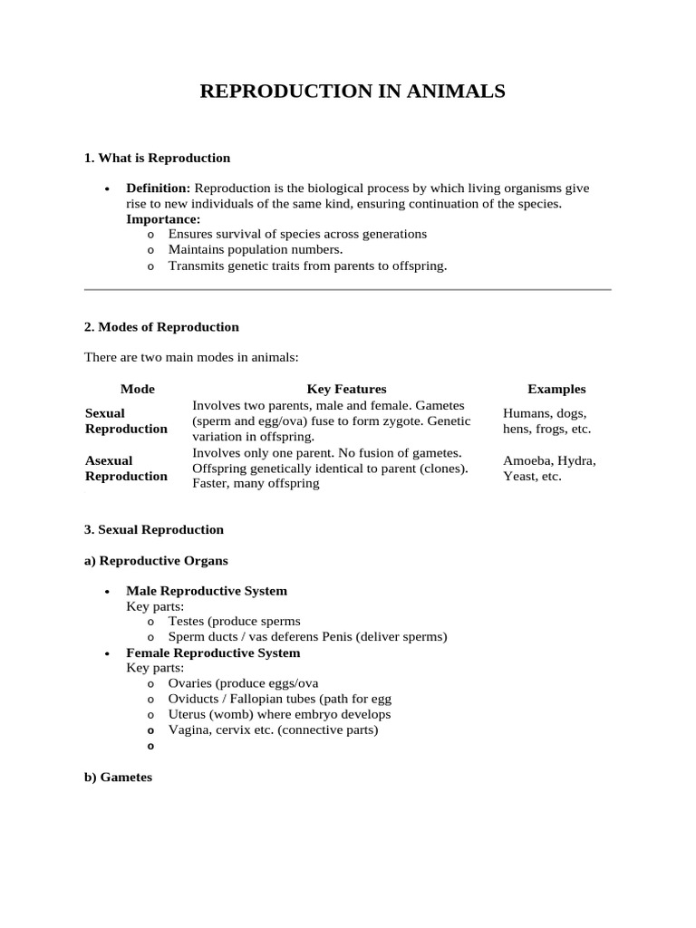 Reproduction in Animals Notess | PDF | Sexual Reproduction ...
