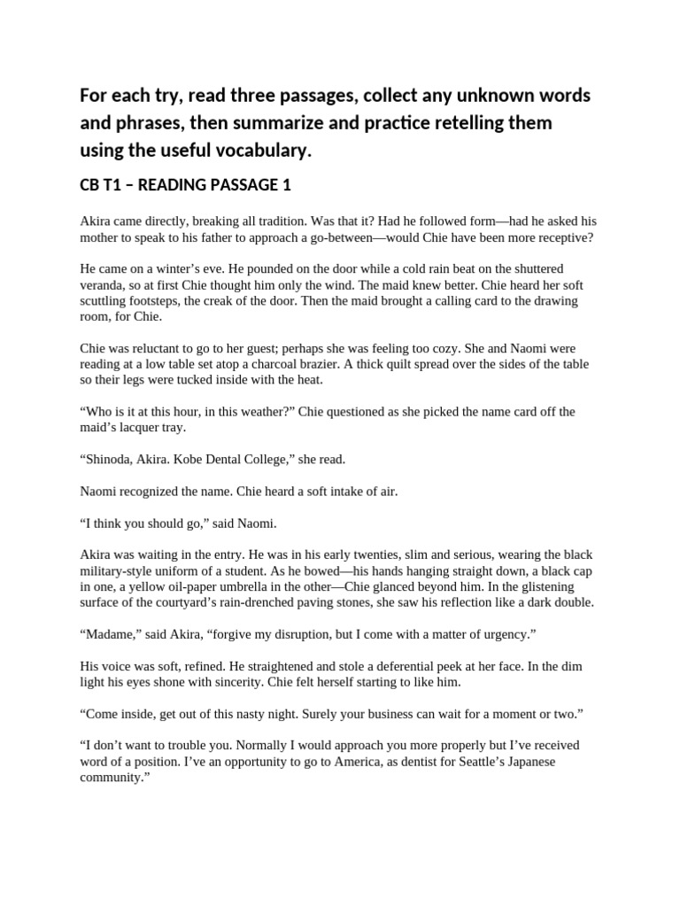 CB Reading+Writing Test 1 | PDF