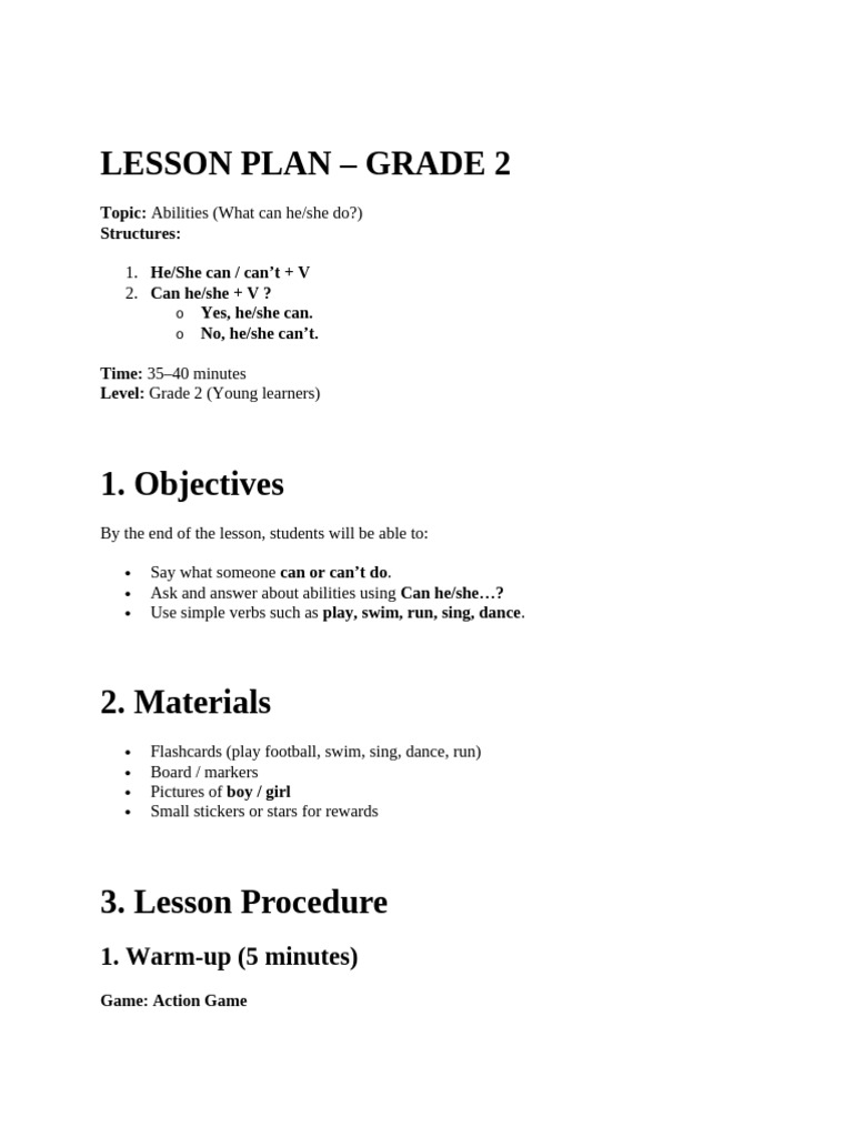 Lesson Plan Grade 2 | PDF | Lesson Plan | Human Communication