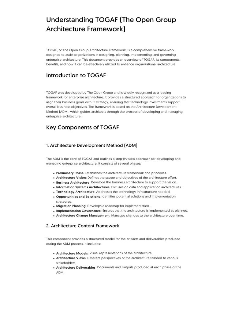 Understanding TOGAF (the Open Group Architecture Framework) | PDF ...