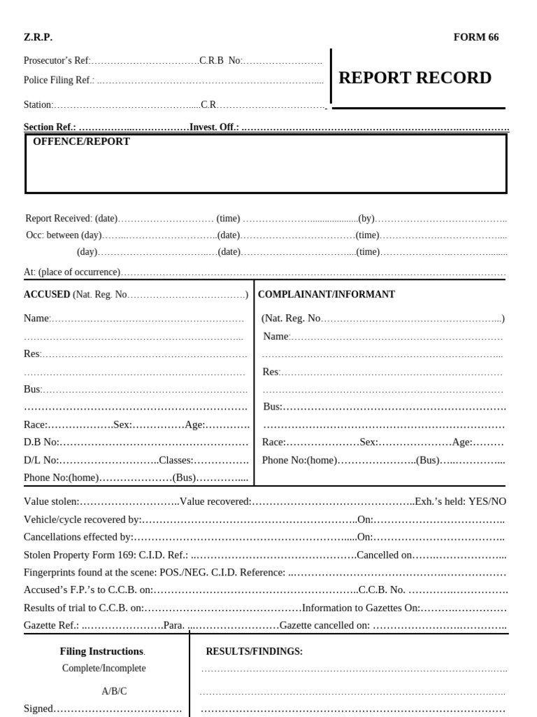 Form 66 Original | PDF