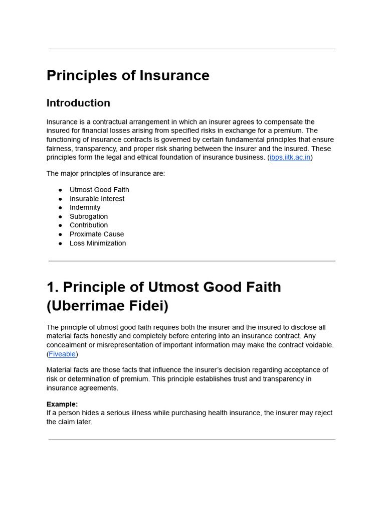 Principles of Insurance | PDF | Insurance | Proximate Cause