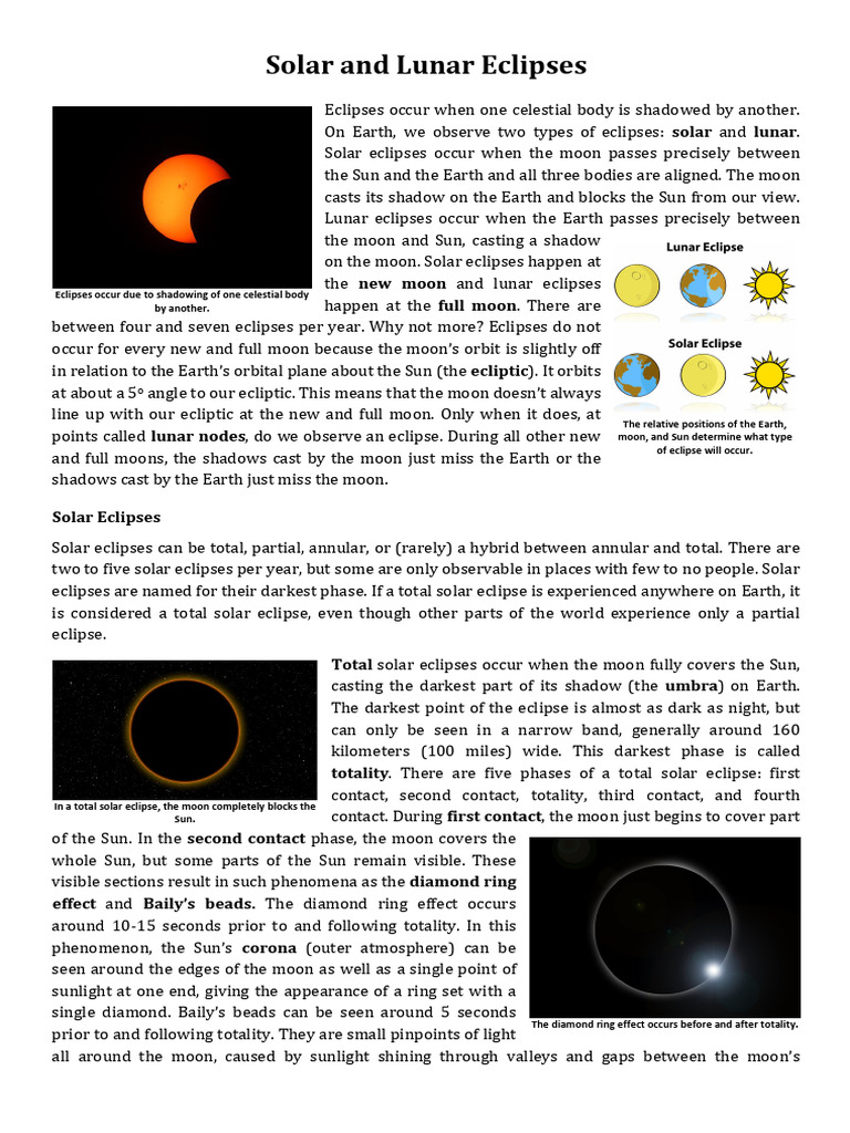 Solar and Lunar Eclipses | PDF | Eclipse | Solar Eclipse