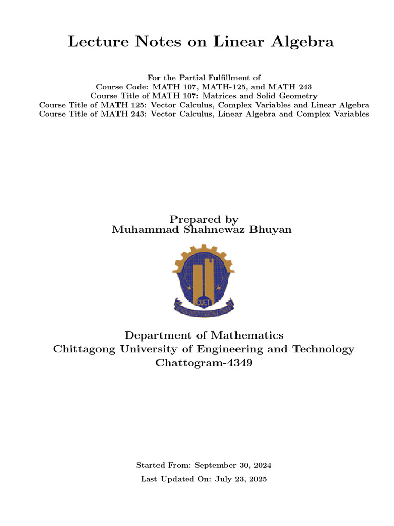 Lin_Alg | PDF | Matrix (Mathematics) | System Of Linear Equations