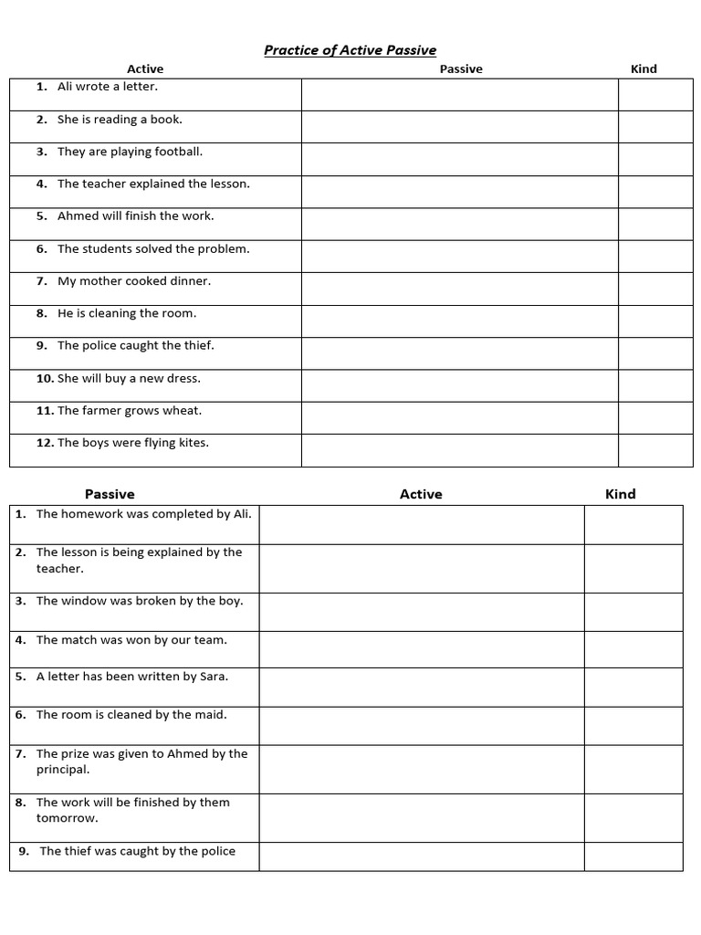 Practice of Active Passive | PDF