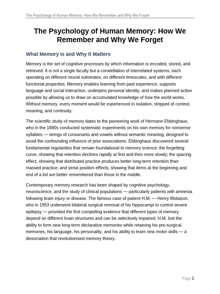 07 Psychology of Memory | PDF | Memory | Mental Processes