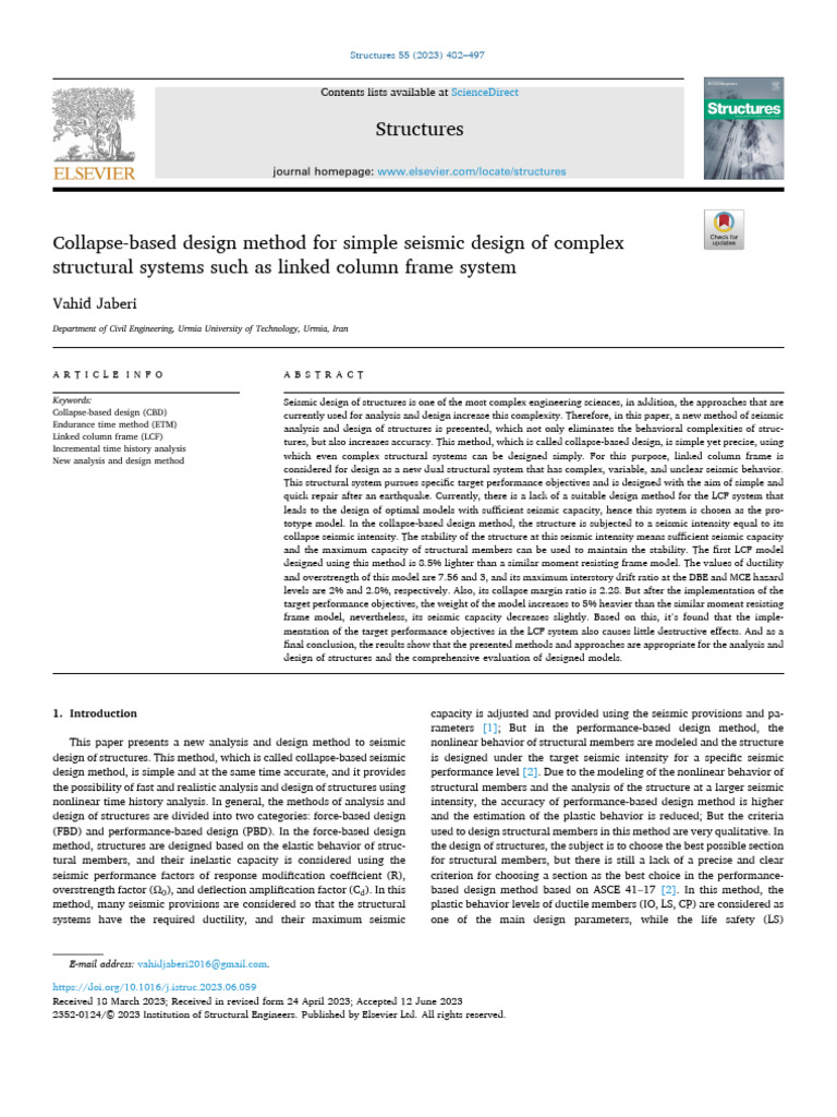 Collapse-based Seismic Design Method | PDF | Deformation (Engineering ...