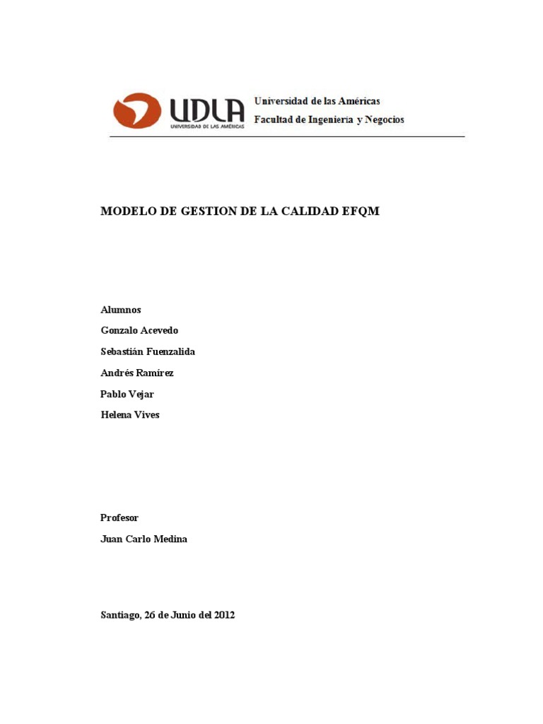 Modelo de Gestion de La Calidad Efqm | PDF | Calidad (comercial ...