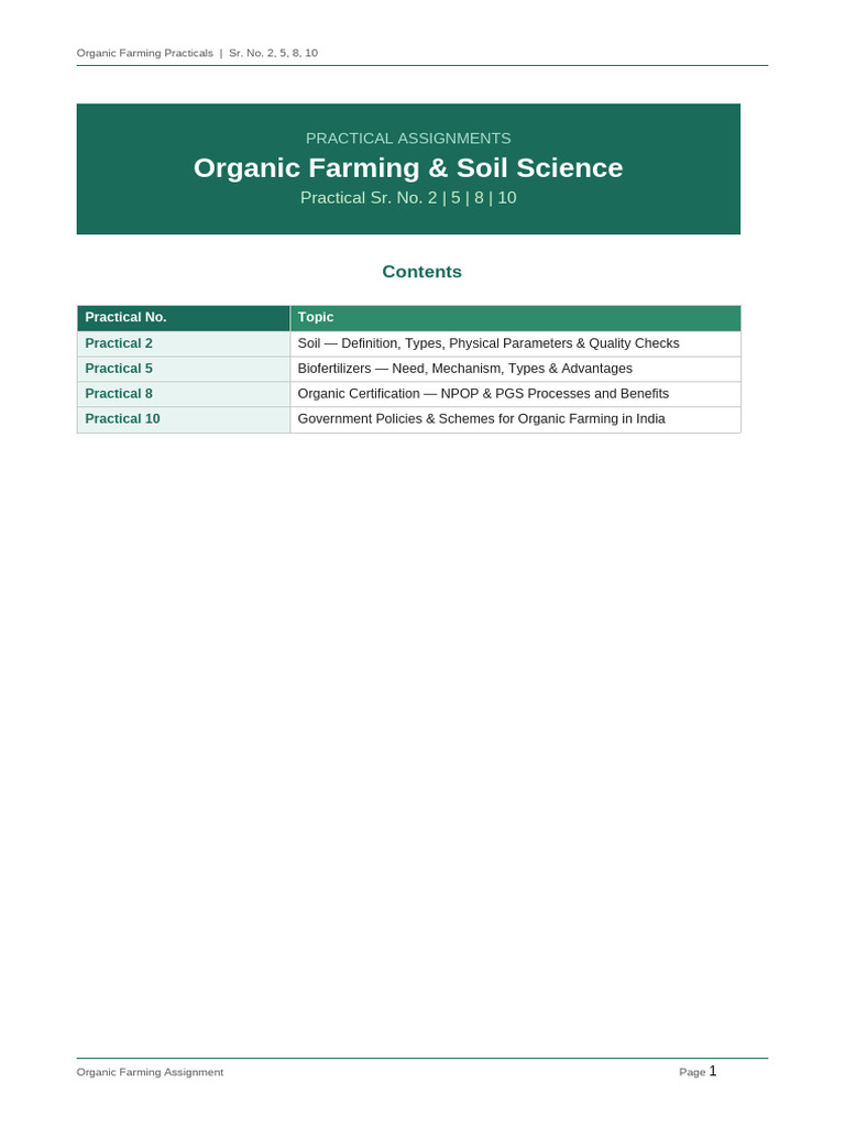 Organic Farming Practicals | PDF | Soil | Organic Matter