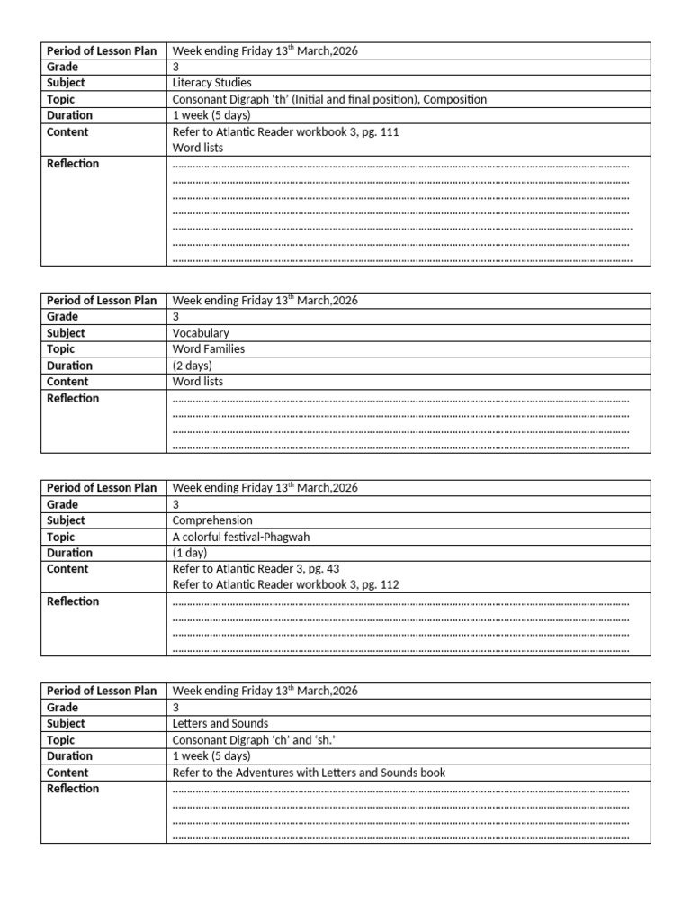 Week 10 Lesson Plan -1 | PDF | Learning | Subject (Grammar)