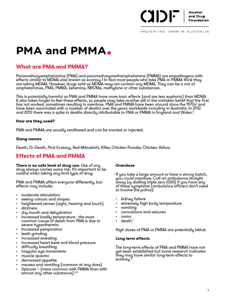 ADF_Drug_factsheets_PMA_PMAA | PDF | Mdma | Pharmacology