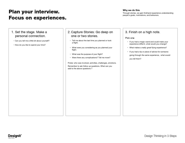Design+Thinking+in+3+Steps+ +Plan+Your+Interview | PDF | Psychology ...