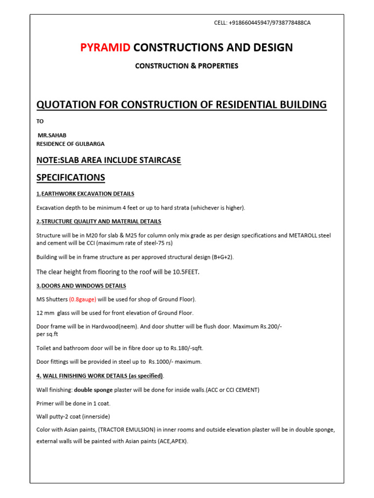 Final Quotation | PDF | Wall | Door