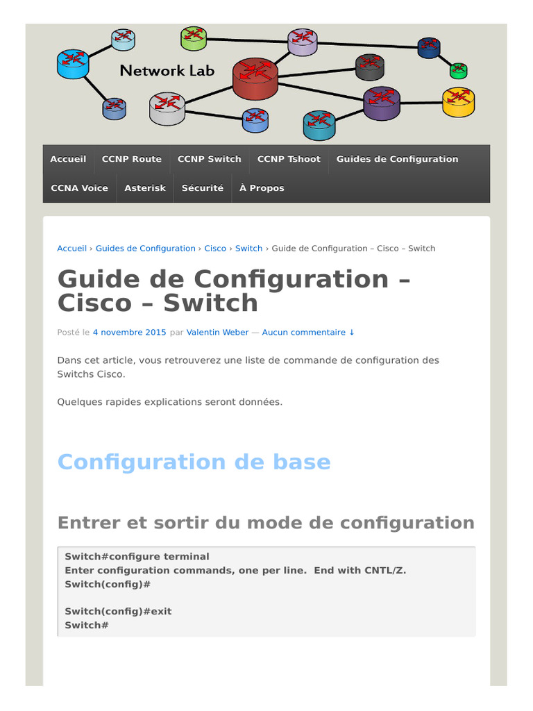 Guide de Configuration - Cisco - Switch - Networklab | PDF | Réseaux ...