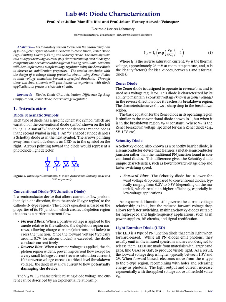Lab4 Diode Characterization (1) | PDF | Diode | P–N Junction